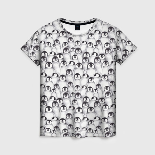 Женская футболка 3D с принтом Пингвинчики, вид спереди #2