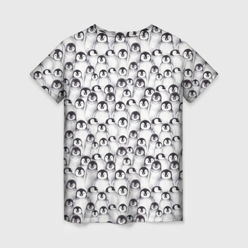 Женская футболка 3D с принтом Пингвинчики, вид сзади #1