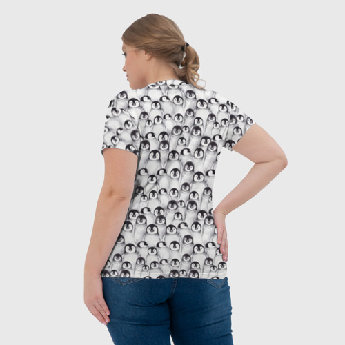 Женская футболка 3D с принтом Пингвинчики, вид сзади #2