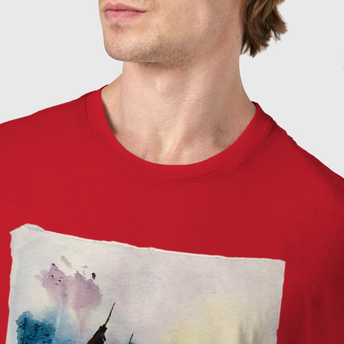 Мужская футболка хлопок Камышочки, цвет красный - фото 6