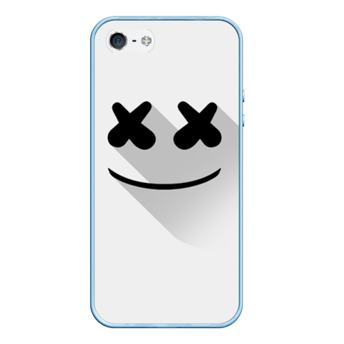 Чехол для iPhone 5/5S матовый Marshmello, цвет голубой