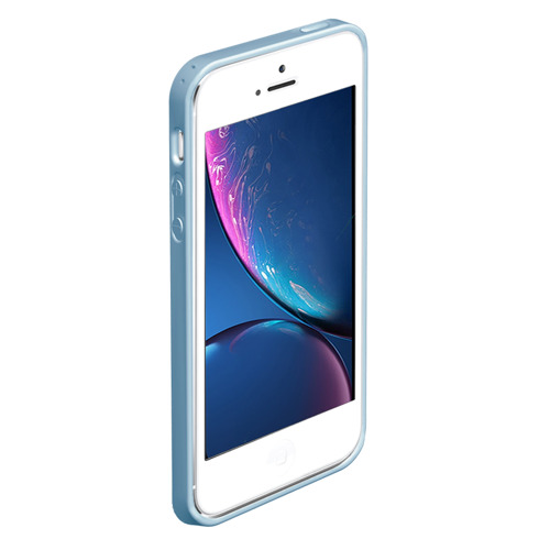 Чехол для iPhone 5/5S матовый Marshmello, цвет голубой - фото 2