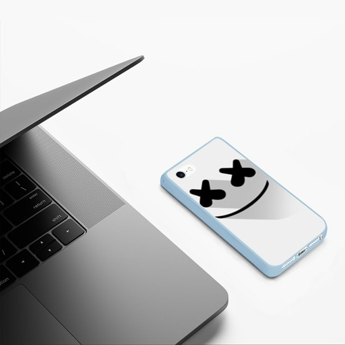 Чехол для iPhone 5/5S матовый Marshmello, цвет голубой - фото 5