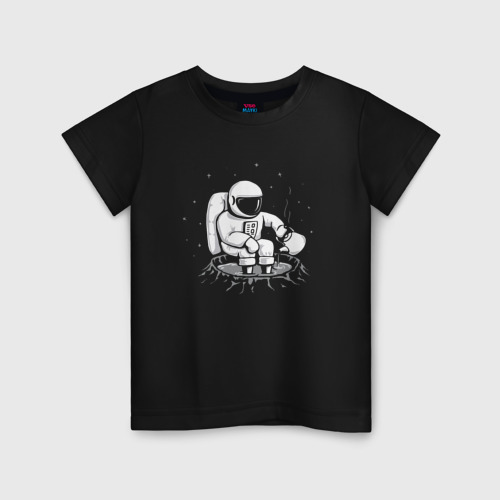 Детская футболка хлопок с принтом Как Согреться на Луне, вид спереди #2