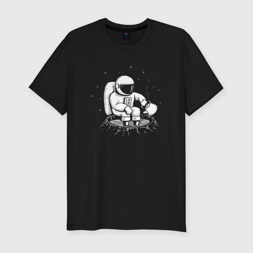 Мужская футболка хлопок Slim с принтом Как Согреться на Луне, вид спереди #2