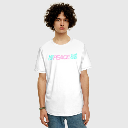 Мужская футболка хлопок Oversize Рас peace дяй, цвет белый - фото 3