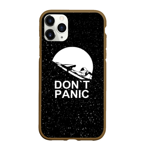 Чехол для iPhone 11 Pro матовый Don`t panic, цвет коричневый