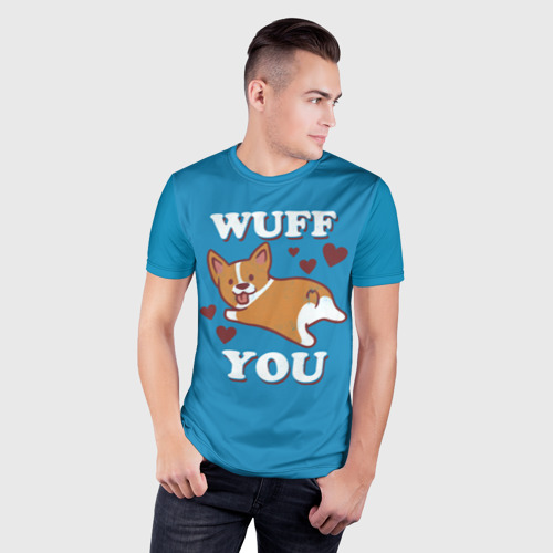 Мужская футболка 3D Slim Wuff you, цвет 3D печать - фото 3