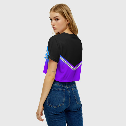 Женская футболка Crop-top 3D BTS neon БТС неон, цвет 3D печать - фото 5