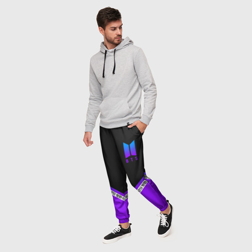 Мужские брюки 3D BTS neon БТС неон, цвет 3D печать - фото 3