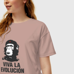 Женская футболка хлопок Oversize Да Здравствует Эволюция! - фото 2