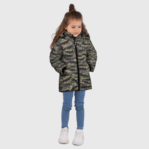 Зимняя куртка для девочек 3D Камуфляж с щуками, цвет красный - фото 5
