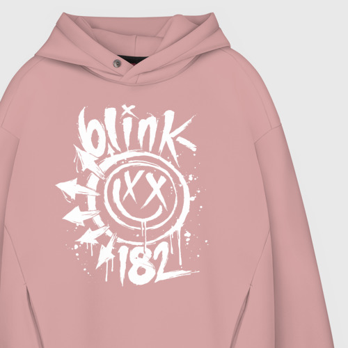 Мужское худи Oversize хлопок Blink 182, цвет пыльно-розовый - фото 4