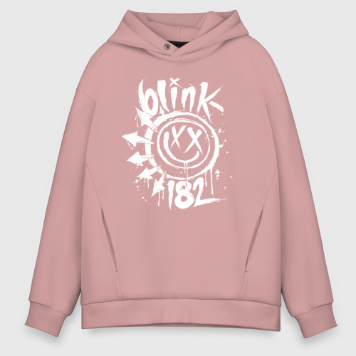 Мужское худи Oversize хлопок Blink 182, цвет пыльно-розовый