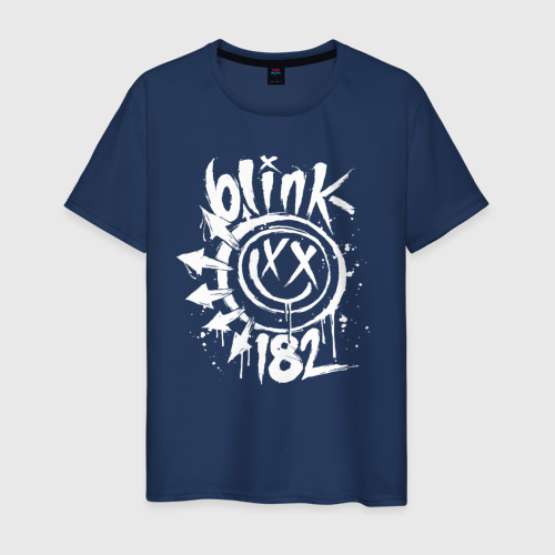 Мужская футболка хлопок Blink 182, цвет темно-синий