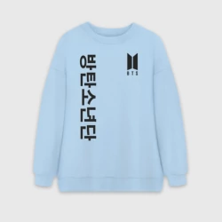 Женский свитшот oversize без начеса хлопок BTS