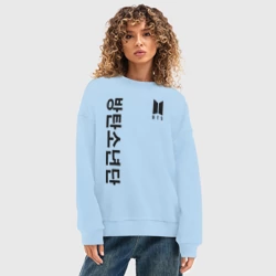 Женский свитшот oversize без начеса хлопок BTS - фото 2