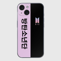 Чехол для iPhone 15 силиконовый с защитой камеры BTS