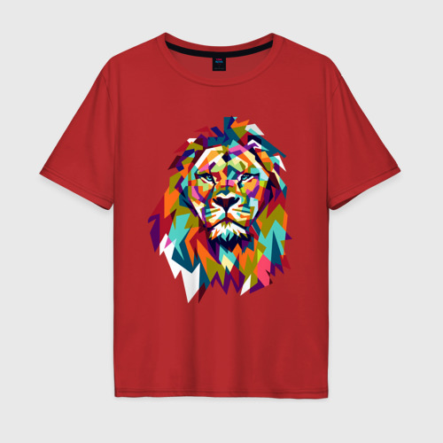 Мужская футболка хлопок Oversize Lion, цвет красный