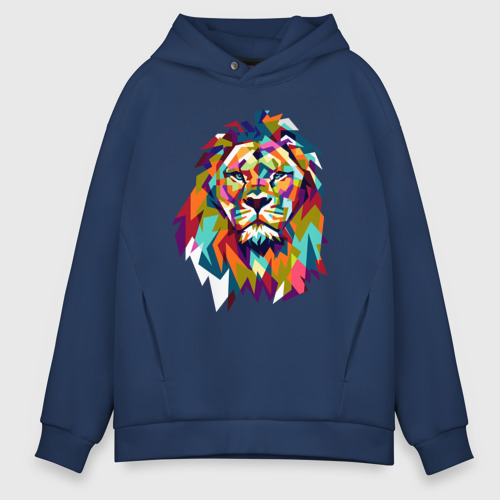 Мужское худи Oversize хлопок Lion, цвет темно-синий