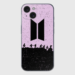 Чехол для iPhone 15 силиконовый с защитой камеры BTS