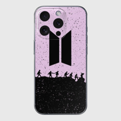 Чехол для iPhone 15 Pro силиконовый с защитой камеры BTS