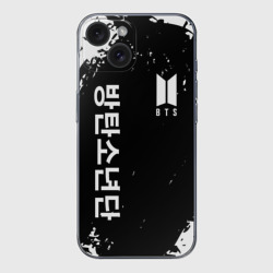 Чехол для iPhone 15 силиконовый с защитой камеры BTS