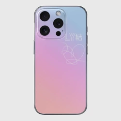 Чехол для iPhone 15 Pro Max силиконовый с защитой камеры BTS love yourself