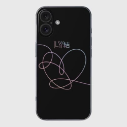 Чехол для iPhone 16 силиконовый с защитой камеры BTS love yourself БТС