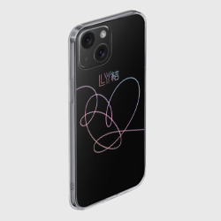 Чехол для iPhone 15 силиконовый с защитой камеры BTS love yourself БТС - фото 2