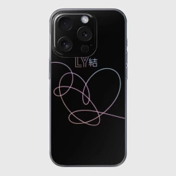 Чехол для iPhone 15 Pro Max силиконовый с защитой камеры BTS love yourself БТС