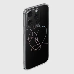 Чехол для iPhone 15 Pro силиконовый с защитой камеры BTS love yourself БТС - фото 2