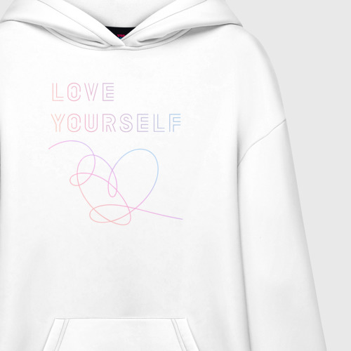 Худи SuperOversize хлопок BTS love yourself, цвет белый - фото 3