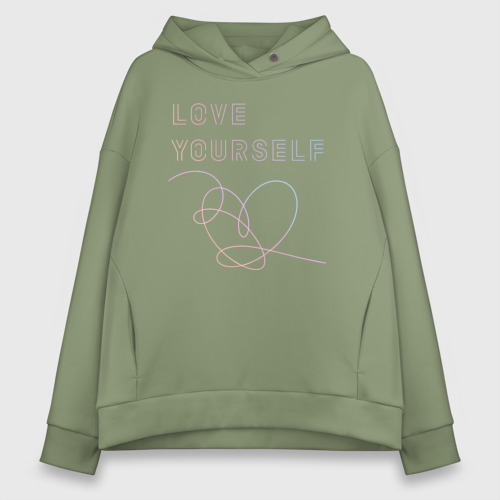 Женское худи Oversize хлопок BTS love yourself, цвет авокадо