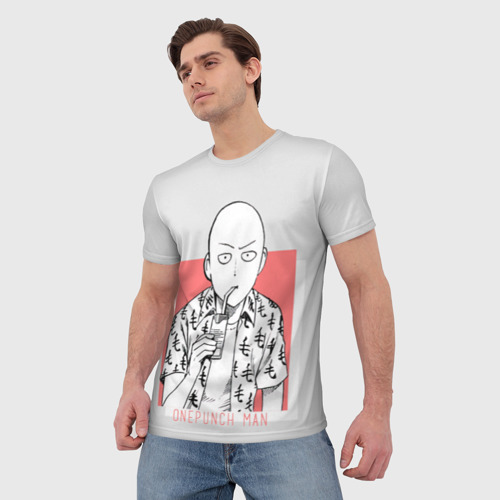 Мужская футболка 3D Saitama One-Punch Man Ванпач, цвет 3D печать - фото 3