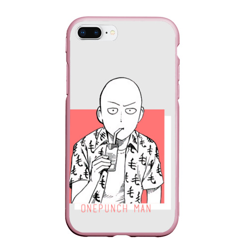 Чехол для iPhone 7Plus/8 Plus матовый Saitama One-Punch Man Ванпач, цвет розовый