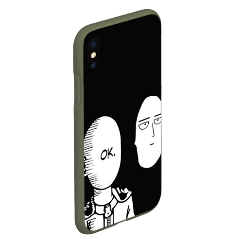 Чехол для iPhone XS Max матовый Saitama One-Punch Man, цвет темно-зеленый - фото 3