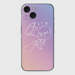 Чехол для iPhone 15 силиконовый с защитой камеры BTS love you