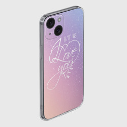Чехол для iPhone 15 силиконовый с защитой камеры BTS love you - фото 2