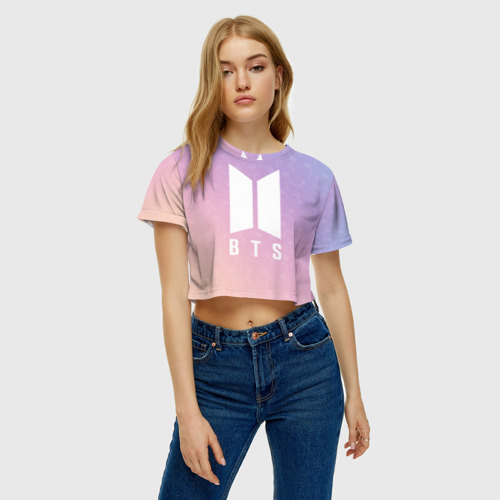 Женская футболка Crop-top 3D BTS LY, цвет 3D печать - фото 3