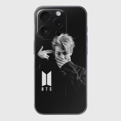Чехол для iPhone 15 Pro силиконовый с защитой камеры BTS rap monster БТС