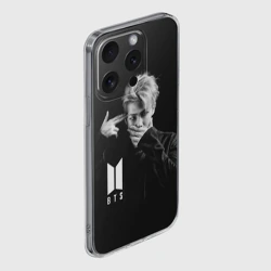 Чехол для iPhone 15 Pro силиконовый с защитой камеры BTS rap monster БТС - фото 2