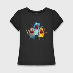 Женская футболка хлопок Slim Банзай коты