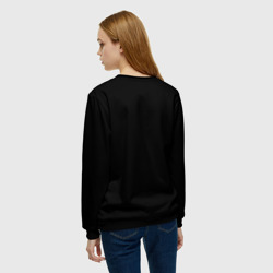 Свитшот с принтом Дэвид Боуи для женщины, вид на модели сзади №2. Цвет основы: черный