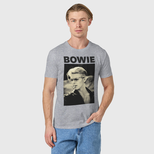 Мужская футболка хлопок Дэвид Боуи, цвет меланж - фото 3