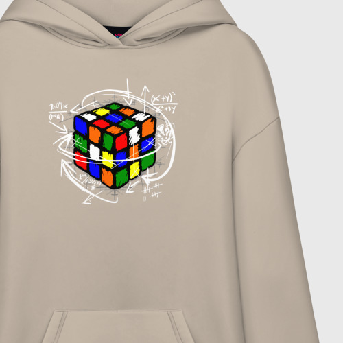 Худи SuperOversize хлопок Кубик Рубика, цвет миндальный - фото 3