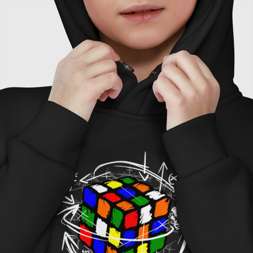 Детское худи Oversize хлопок Кубик Рубика, цвет черный - фото 7