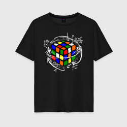 Женская футболка хлопок Oversize Кубик Рубика