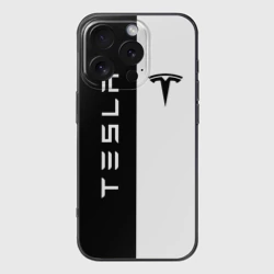 Чехол для iPhone 16 Pro силиконовый с защитой камеры Tesla