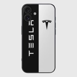 Чехол для iPhone 16 силиконовый с защитой камеры Tesla